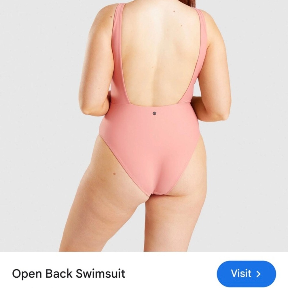 Womens size small gym shark OPEN BACK SWIMSUIT in light pink color one piece